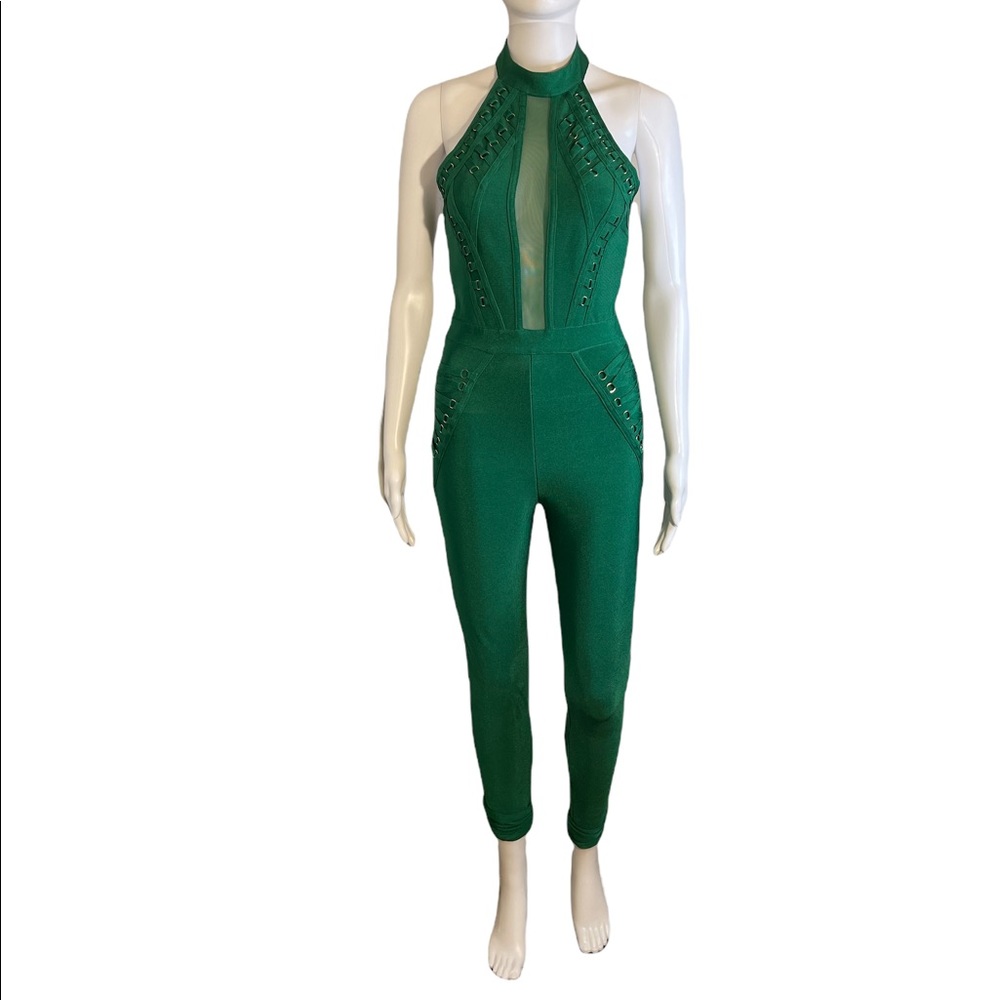 Rooftop Vibe Bandage Jumpsuit- Kelly Green